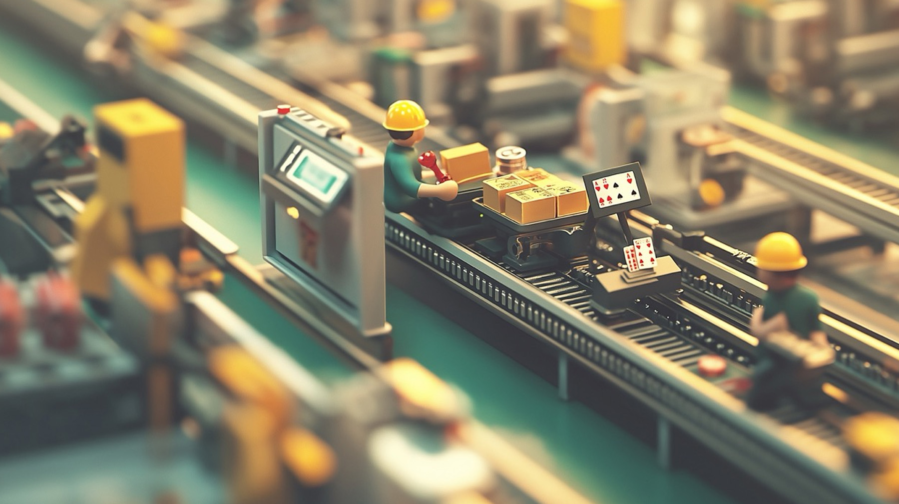 Toy factory line representing manufacturing transformation