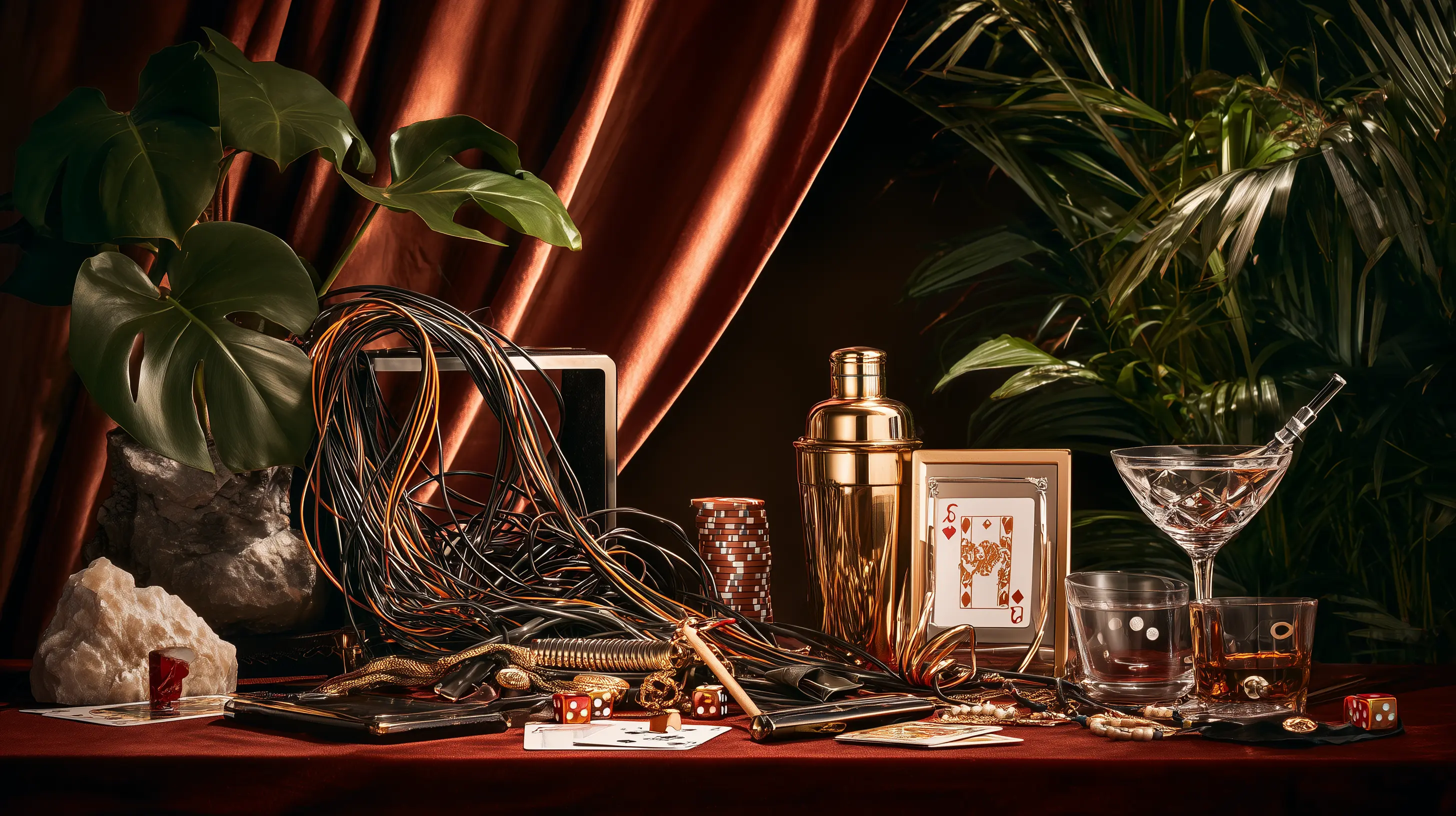 A tangled nest of cables with a single king card resting on top — an AI layer sitting over a fragmented stack