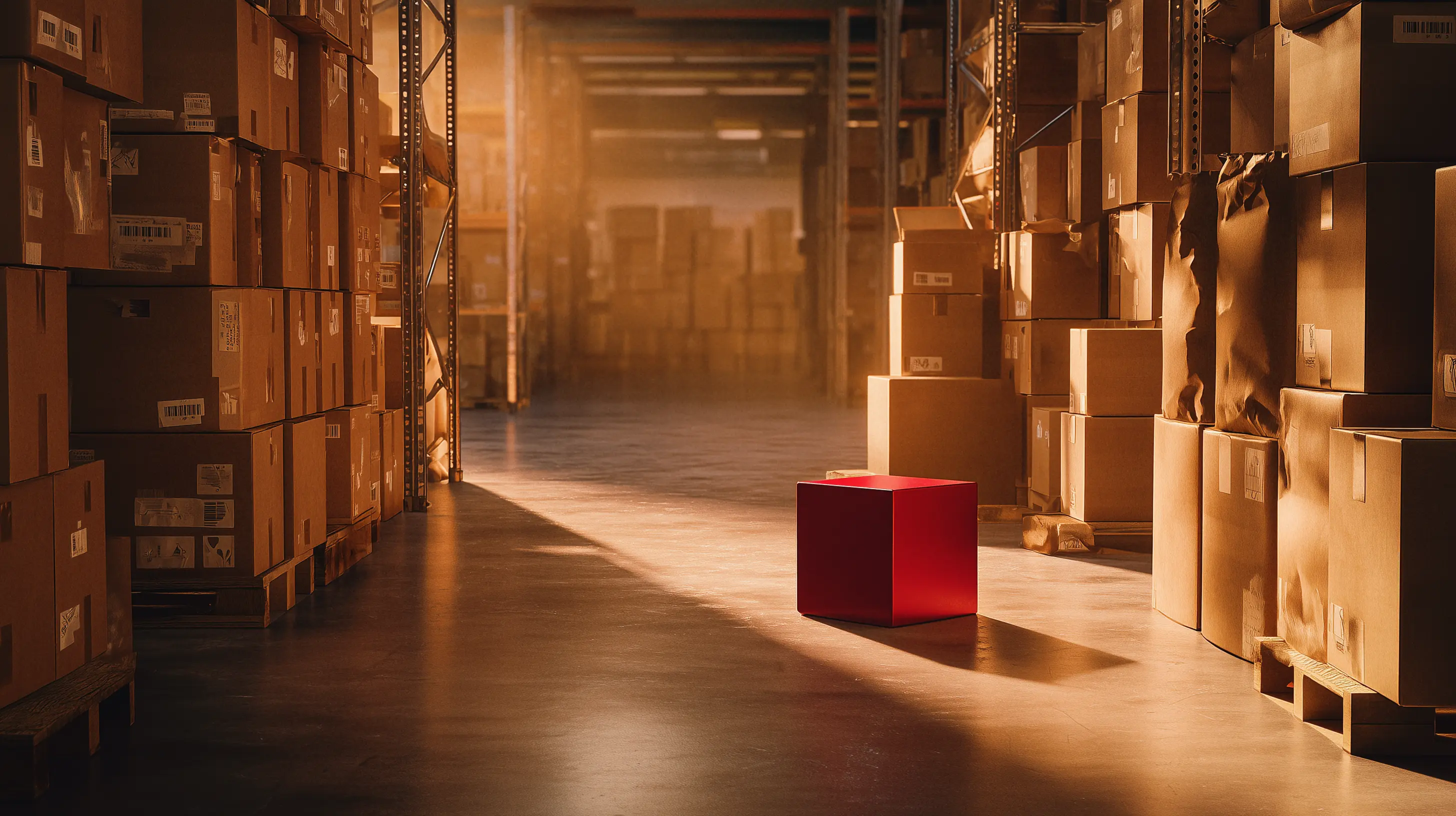 Red box in a warehouse